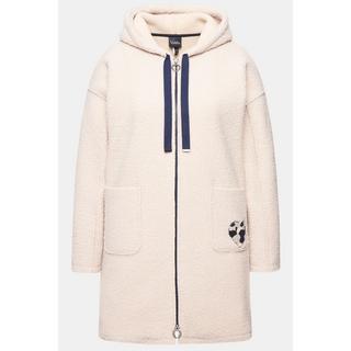 Ulla Popken Giacca Lunga Teddy Cuore Oversize Cappuccio  