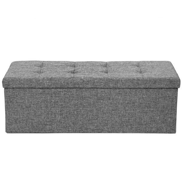 Tectake Bauletto pouf pieghevole in poliestere con contenitore 110 x 38 x 38 cm  