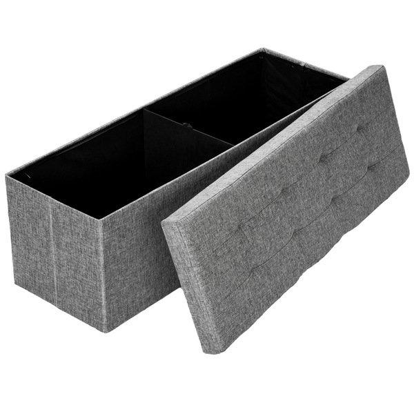 Tectake Cassapanca pouf pieghevole in poliestere con contenitore 110 x 38 x 38 cm  