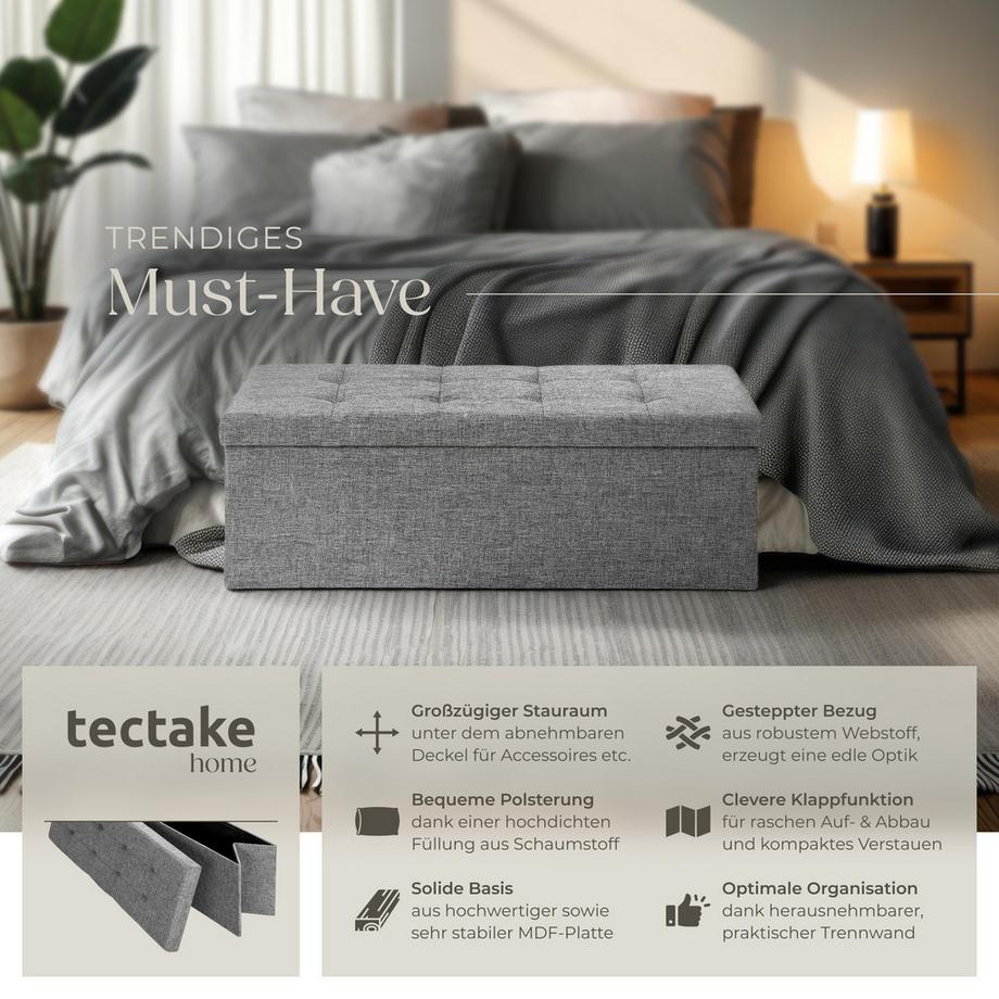 Tectake Sitzhocker mit Stauraum  faltbar 110 x 38 x 38 cm  