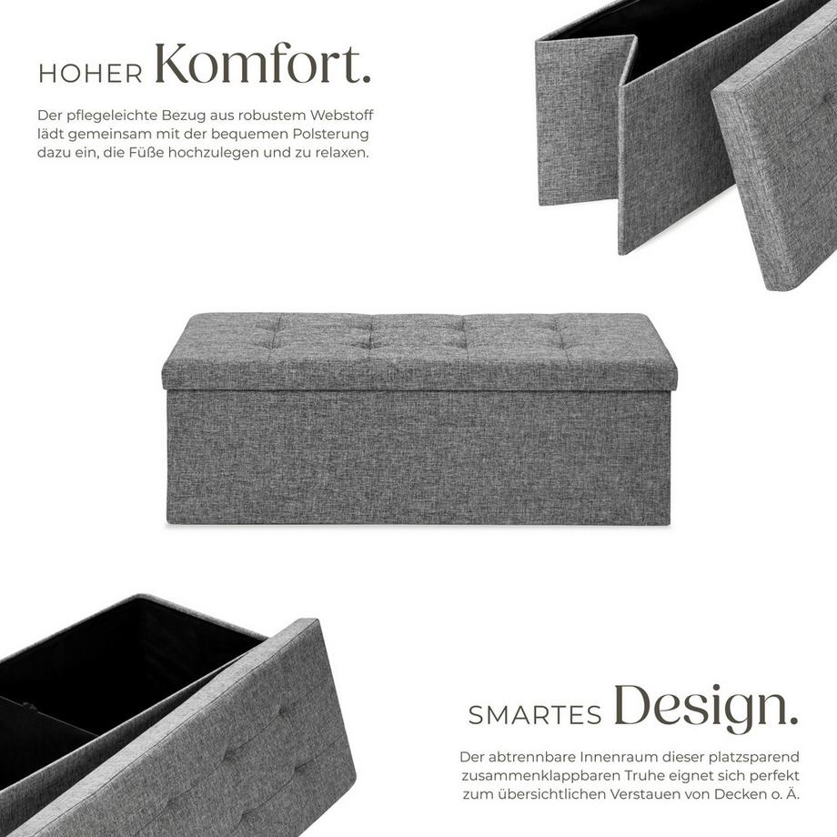 Tectake Sitzhocker mit Stauraum  faltbar 110 x 38 x 38 cm  