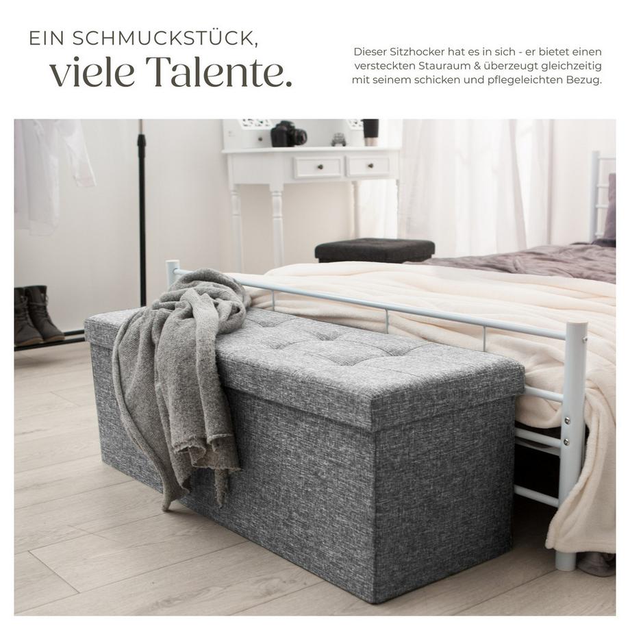 Tectake Sitzhocker mit Stauraum  faltbar 110 x 38 x 38 cm  