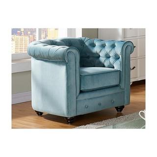 Vente-unique Couchgarnitur 3+1 Samt Hell CHESTERFIELD  