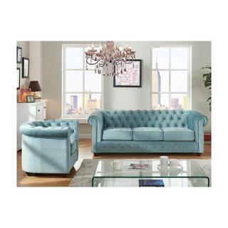 Vente-unique Couchgarnitur 3+1 Samt Hell CHESTERFIELD  