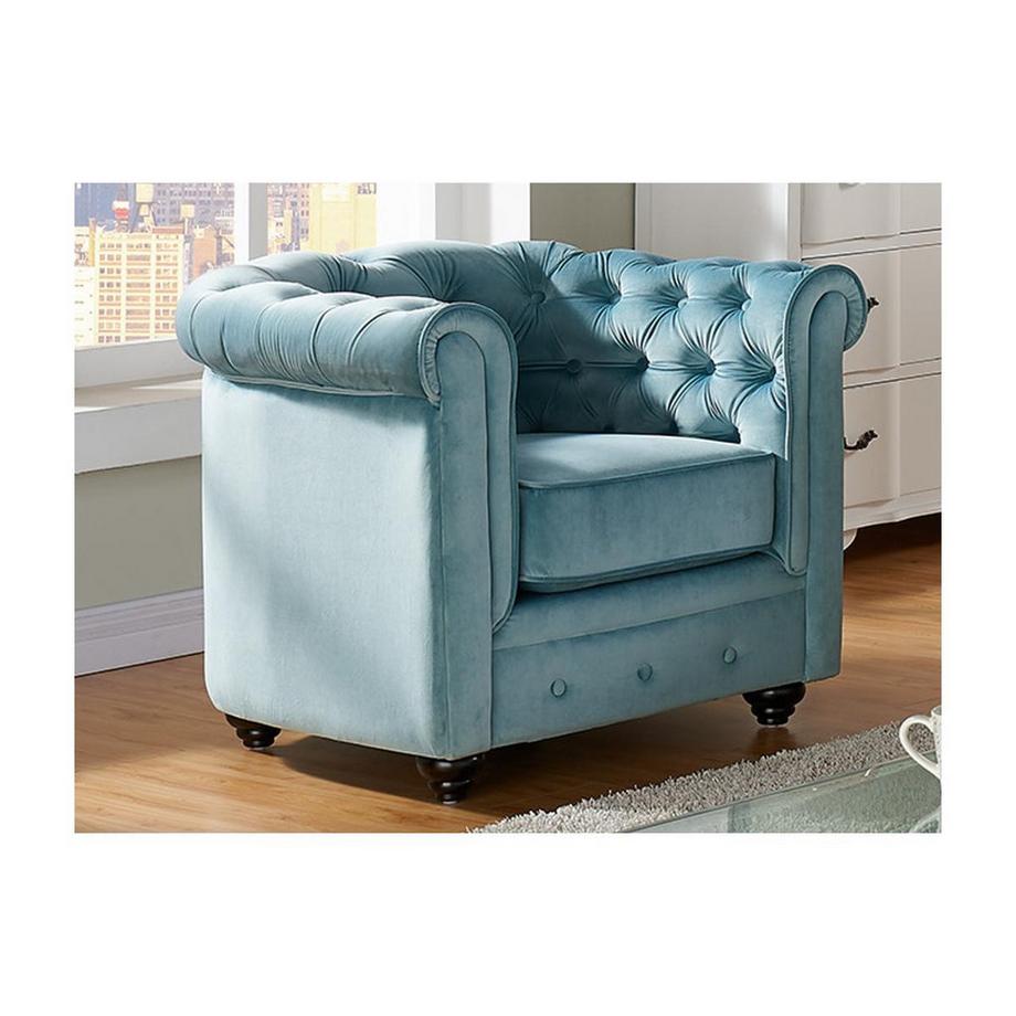 Vente-unique Couchgarnitur 3+1 Samt Hell CHESTERFIELD  