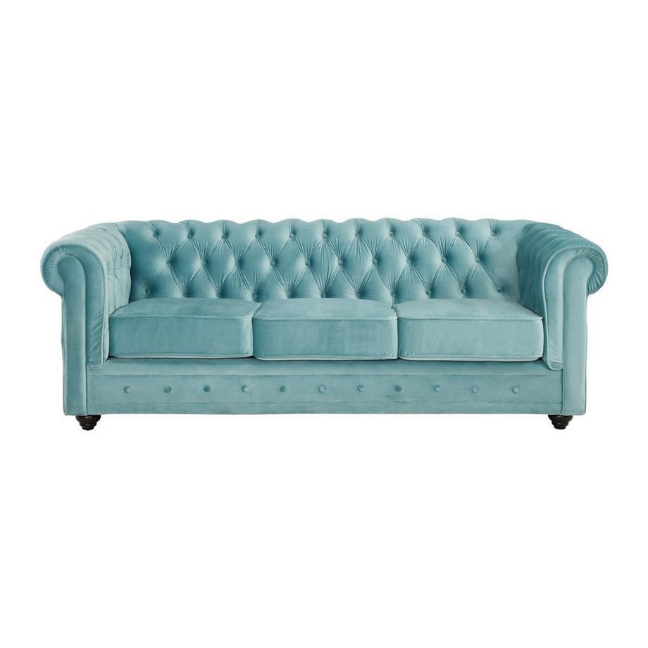 Vente-unique Couchgarnitur 3+1 Samt Hell CHESTERFIELD  