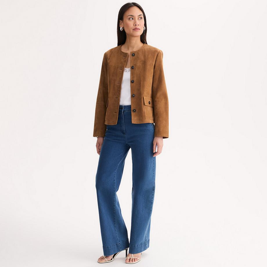 La Redoute Collections Ziegenlederjacke mit Druckknopfverschluss  