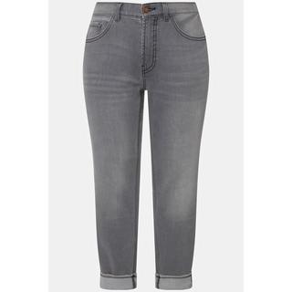 Ulla Popken  Boyfriend-Jeans, Fransensaum, Leo-Details, recycelt 