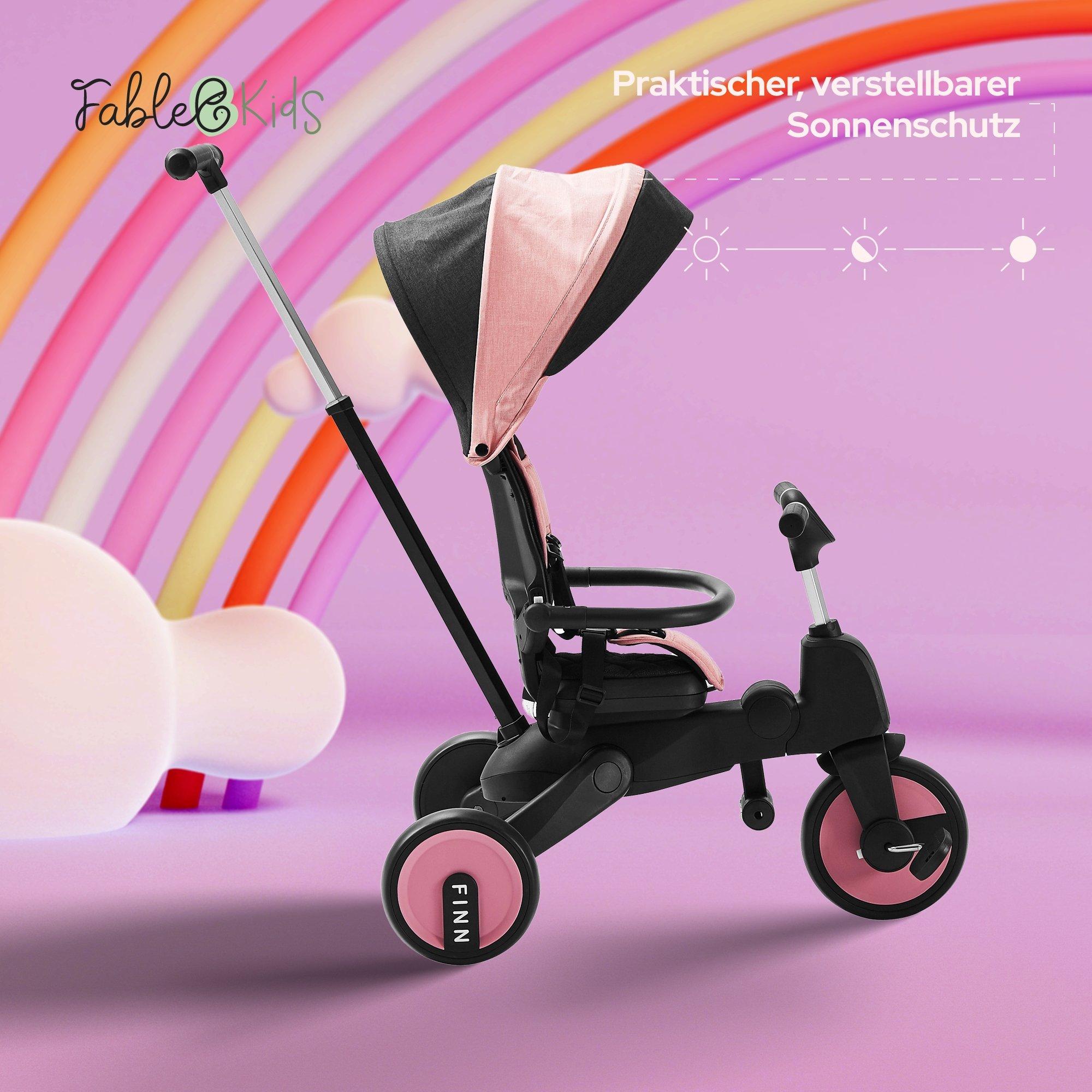 FableKids  Dreirad 7in1 Kinderdreirad Kinder Lenkstange Fahrrad Baby Kinderwagen 