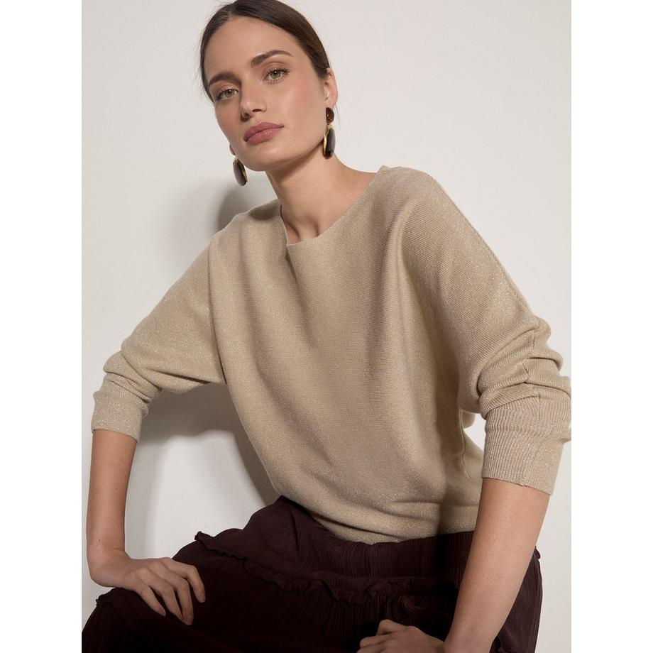 Pull en maille côtelée métallisée