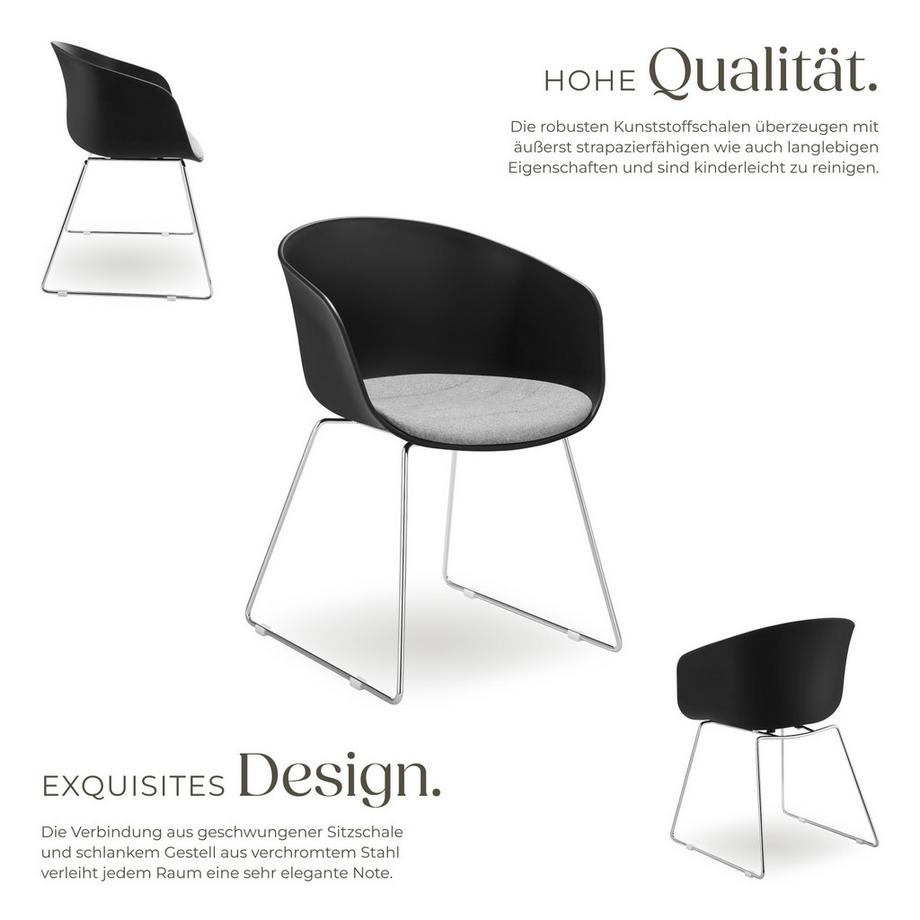 Tectake Kunststoff-Armlehnstuhl Logart  Kunststoffschale, gepolstert  durchgehende Arm- und Rückenlehne  