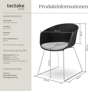 Tectake Fauteuils avec accoudoirs en plastique LOGART rembourrés  