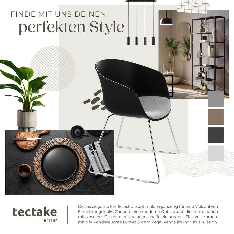 Tectake Kunststoff-Armlehnstuhl Logart  Kunststoffschale, gepolstert  durchgehende Arm- und Rückenlehne  