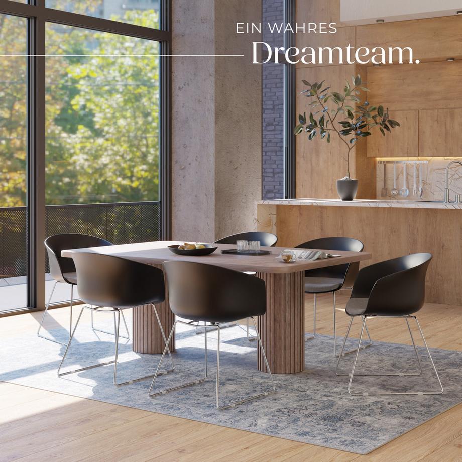 Tectake Kunststoff-Armlehnstuhl Logart  Kunststoffschale, gepolstert  durchgehende Arm- und Rückenlehne  