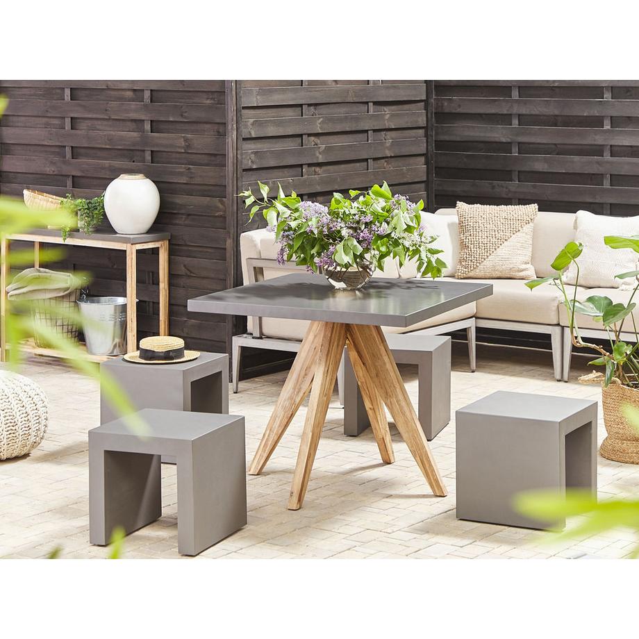 Beliani Gartentisch Set aus Faserzement Industriell OLBIA/TARANTO  