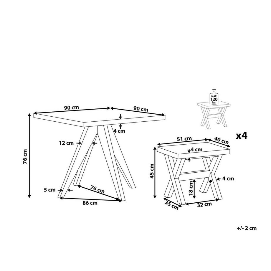 Beliani Gartentisch Set aus Faserzement Industriell OLBIA/TARANTO  
