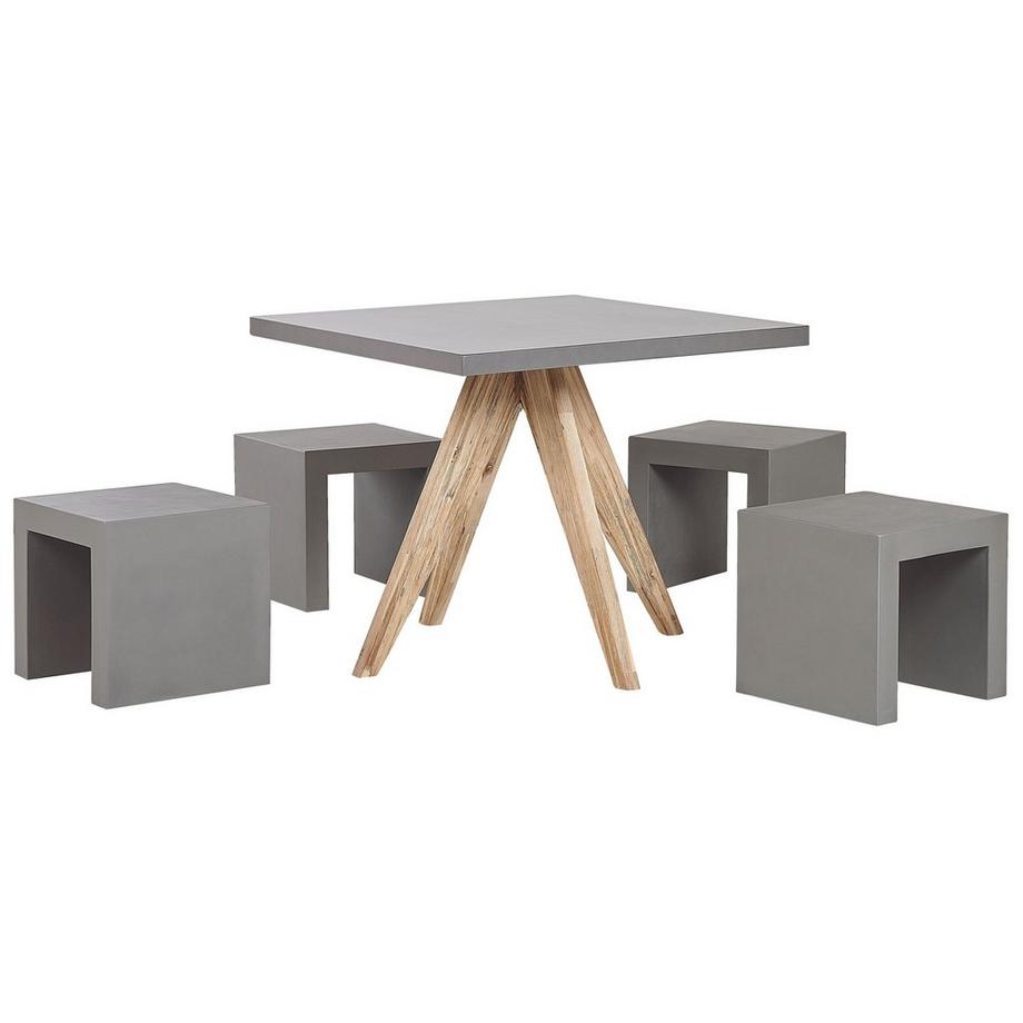 Beliani Gartentisch Set aus Faserzement Industriell OLBIA/TARANTO  