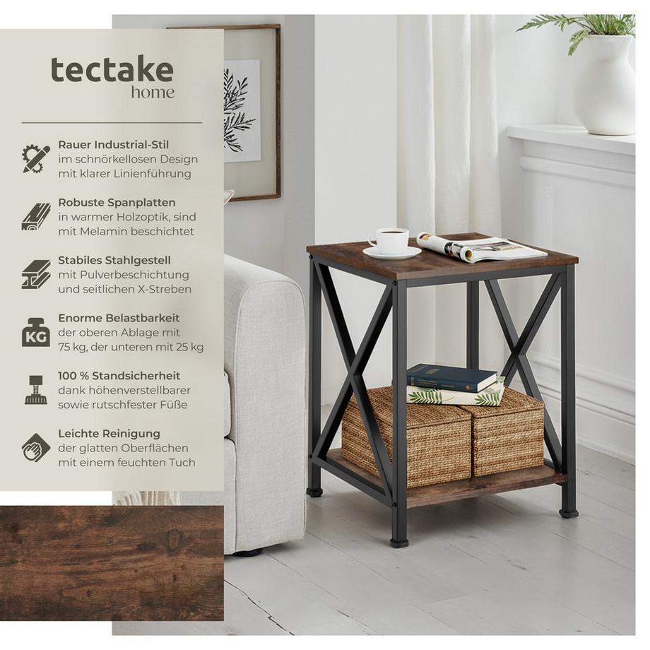 Tectake Table d'appoint CARLTON style industriel  