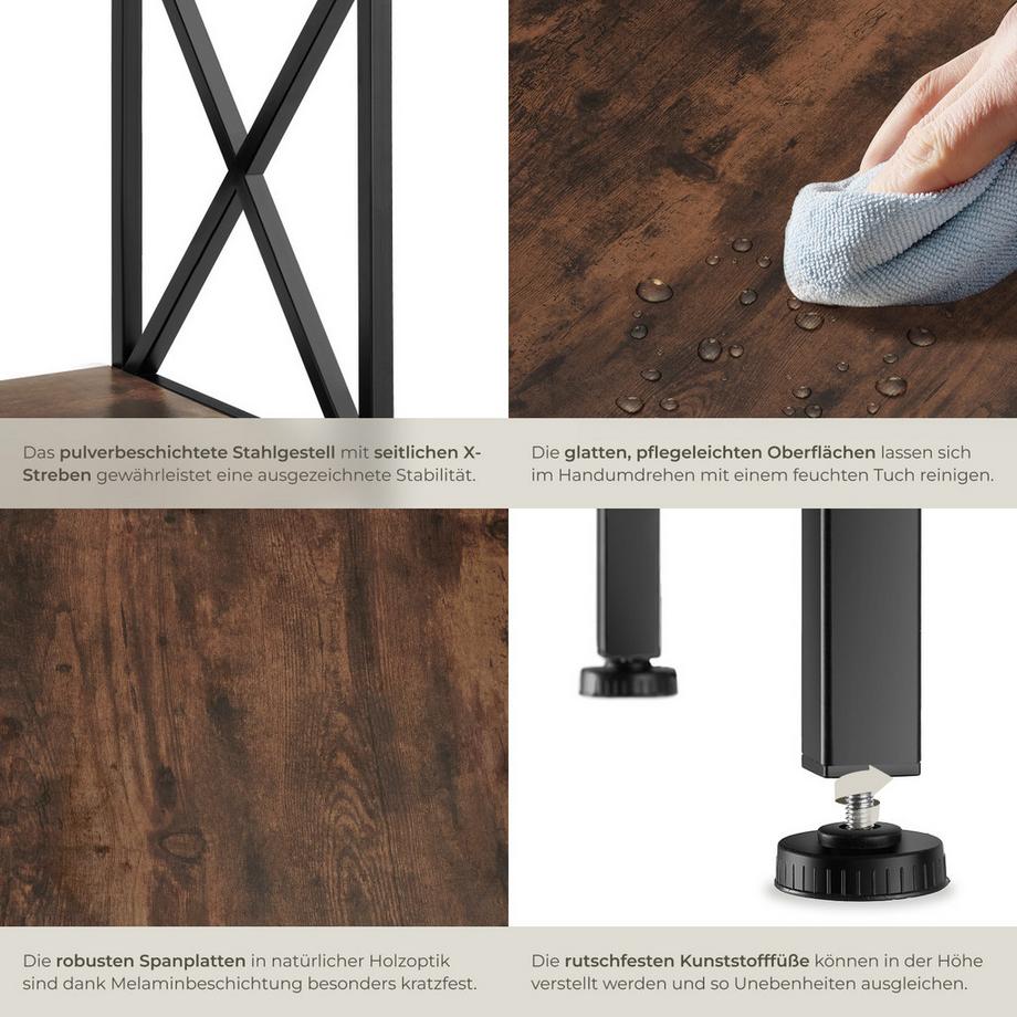 Tectake Table d'appoint CARLTON style industriel  