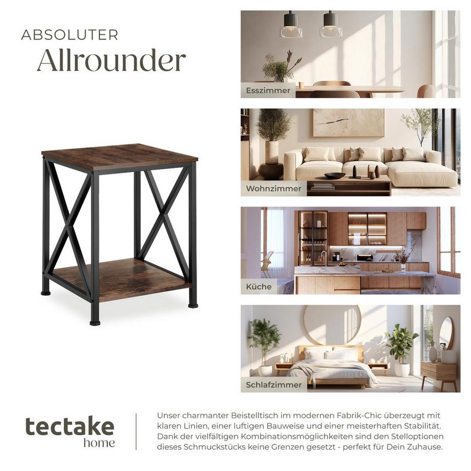 Tectake Table d'appoint CARLTON style industriel  