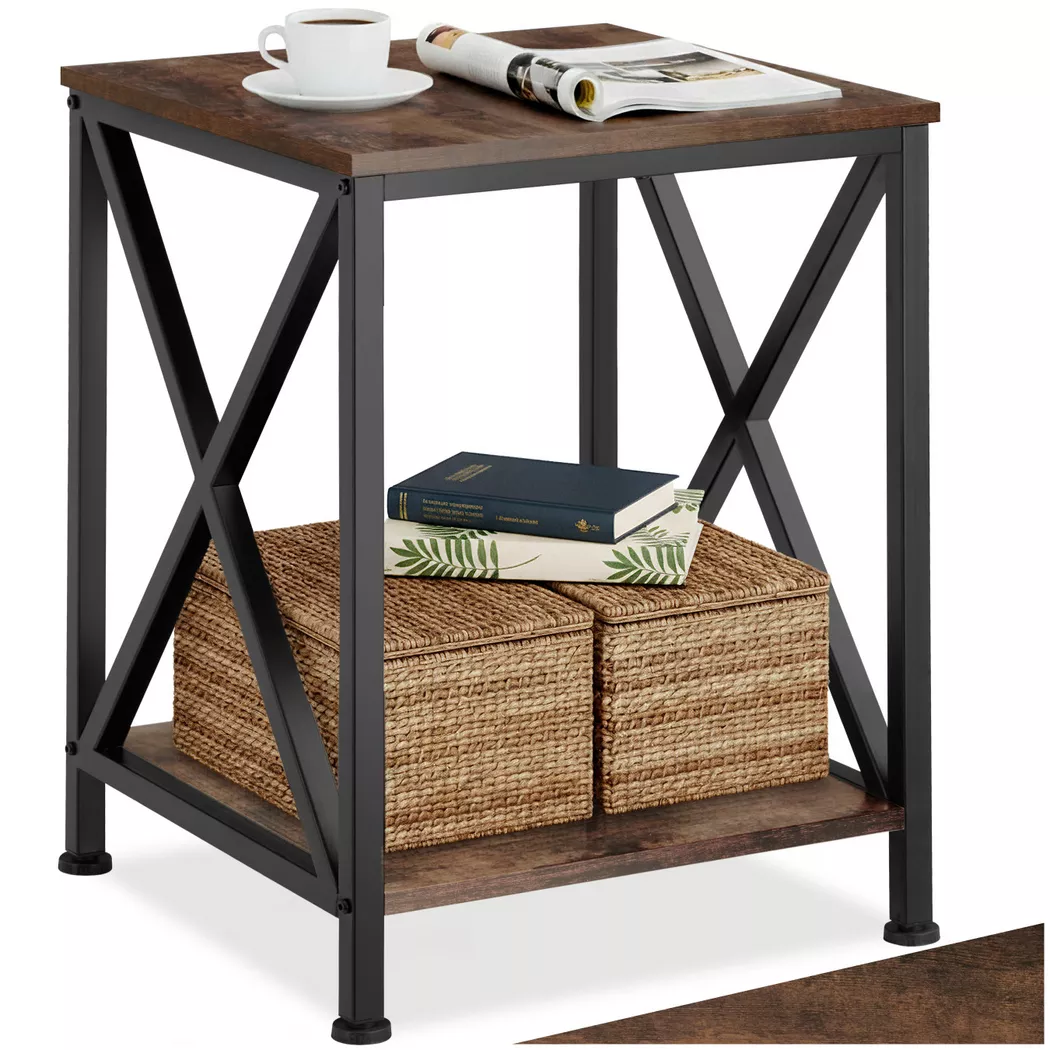 tectake Bedside Table Carlton in Dark Brown