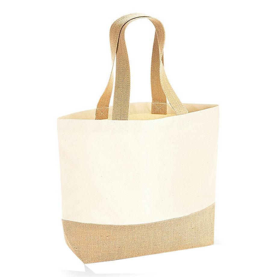 Westford Mill Borsa shopping in tela con base in juta  