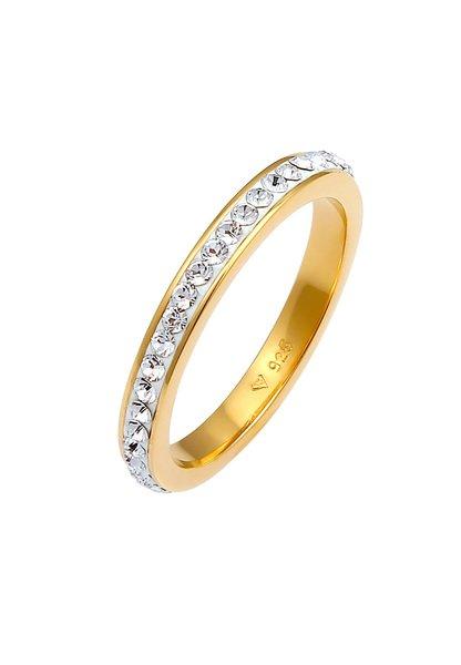 Image of Ring Bandring Kristall Klassisch Damen Gold 52mm