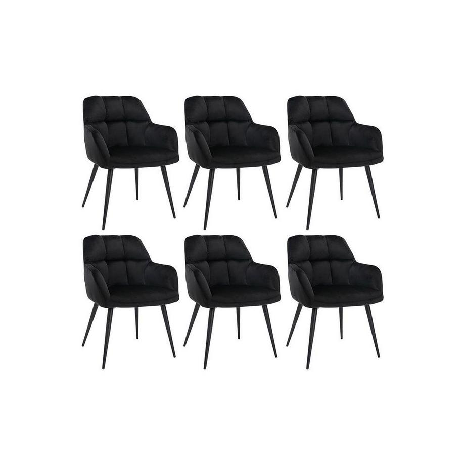 Vente-unique Lot de 6 chaises avec accoudoirs Velours métal PEGA  