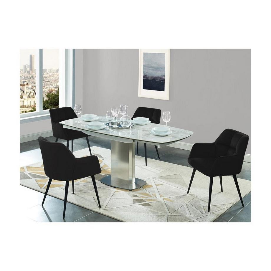 Vente-unique Lot de 6 chaises avec accoudoirs Velours métal PEGA  