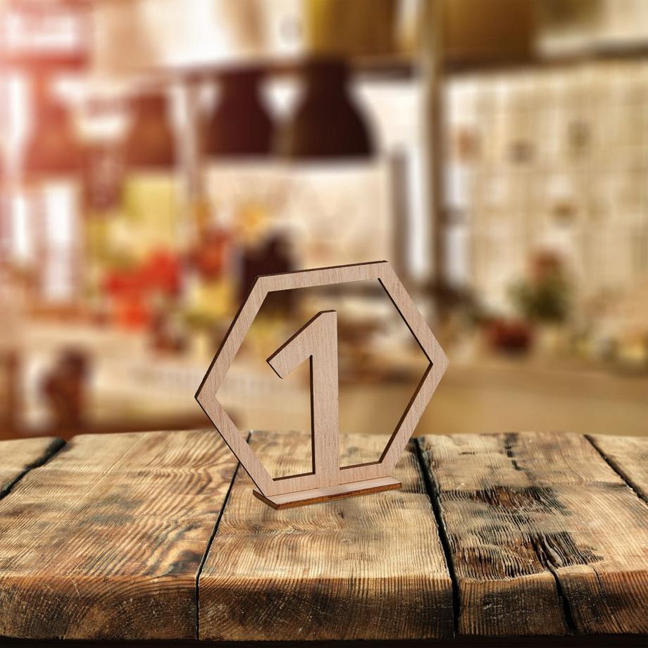 B2X  Tischnummern Hochzeit 1-20 sechseckig 