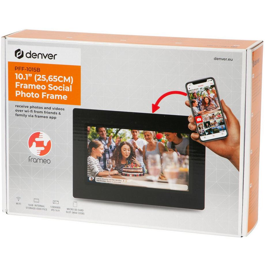 DENVER  PFF-1015B 10,1" Smart-Fotorahmen mit FRAMEO-Software Schwarz 
