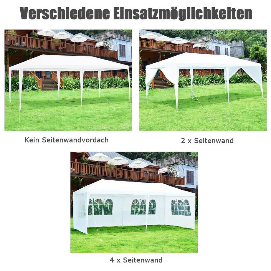 Northix  Tente étanche portative de tente extérieure de 6 x 3 m avec 4 panneaux latéraux amovibles blanc 