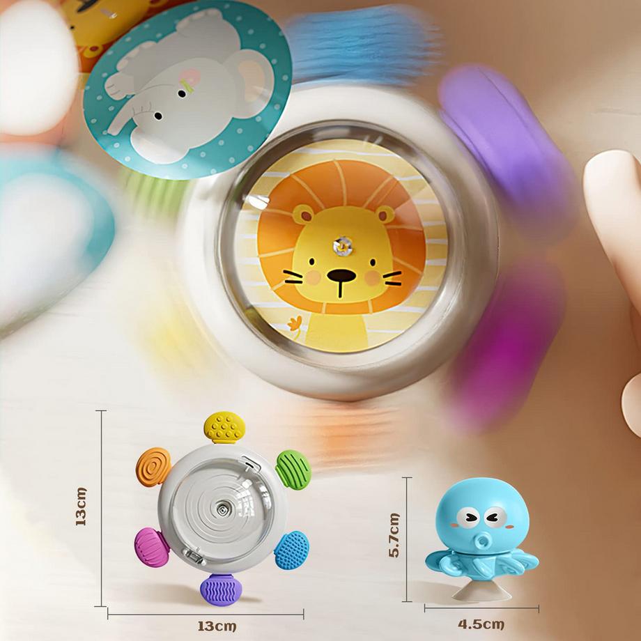 Activity-board  Saugnapf Spielzeug Baby, Saugnapf Baby, Babyspielzeug mit Saugnapf, Baby Badespielzeug mit Oktopus Spray Wasser Badespielzeug 
