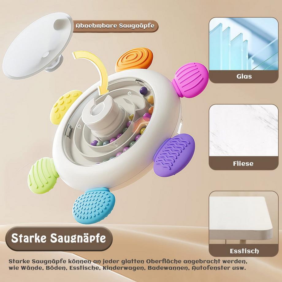 Activity-board  Saugnapf Spielzeug Baby, Saugnapf Baby, Babyspielzeug mit Saugnapf, Baby Badespielzeug mit Oktopus Spray Wasser Badespielzeug 