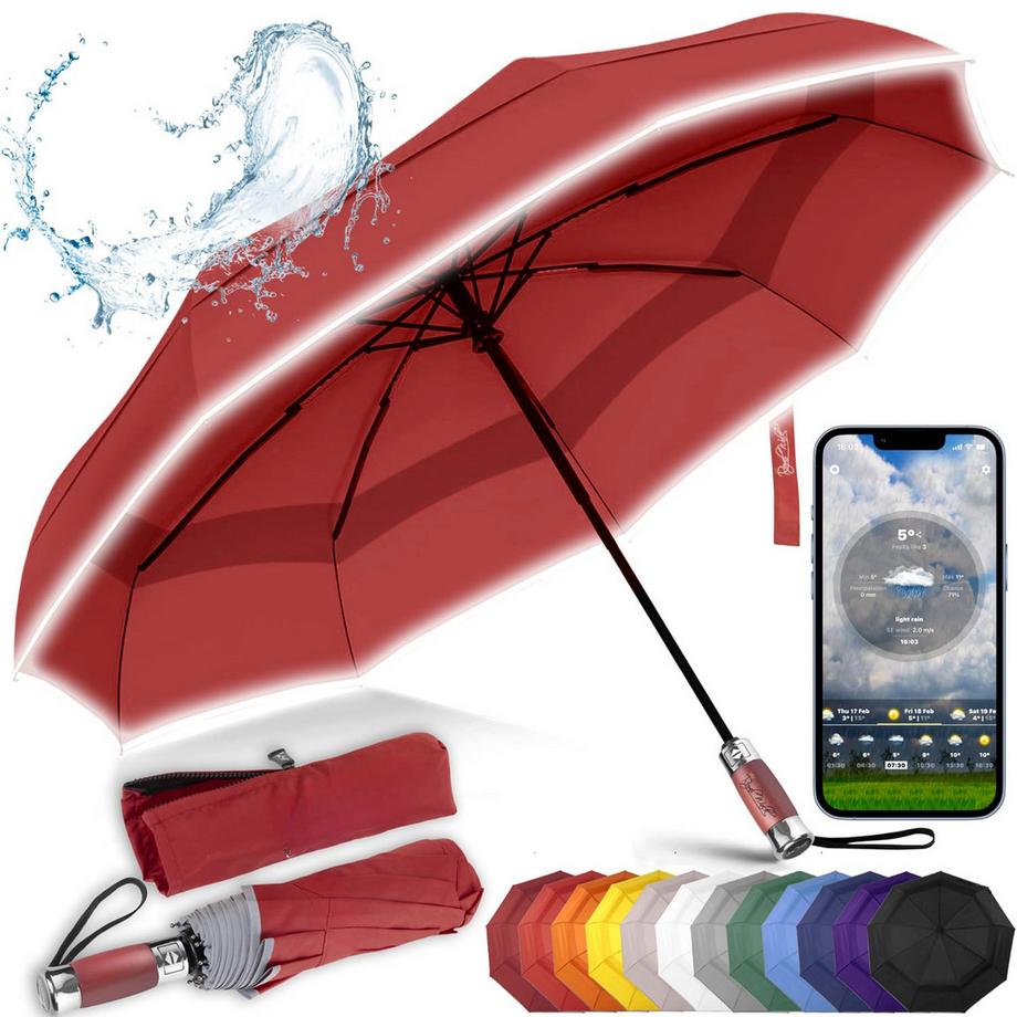 Parapluie Parapluie de poche Ouverture et fermeture automatiques Double canopée coupe-vent