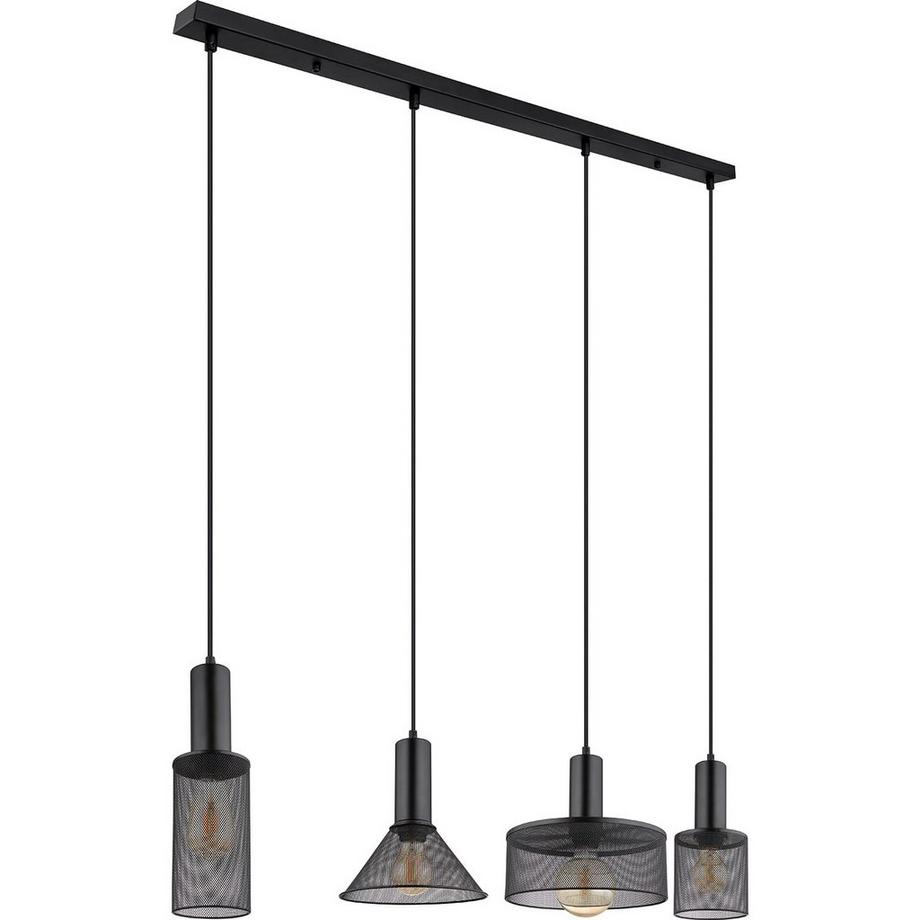 mutoni Lampe à suspension Jedd métal noir mat 4xE27  