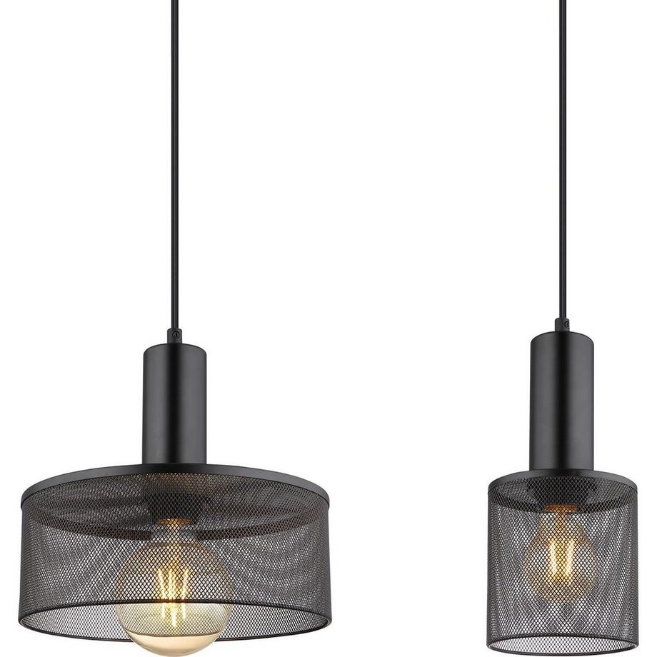 mutoni Lampe à suspension Jedd métal noir mat 4xE27  