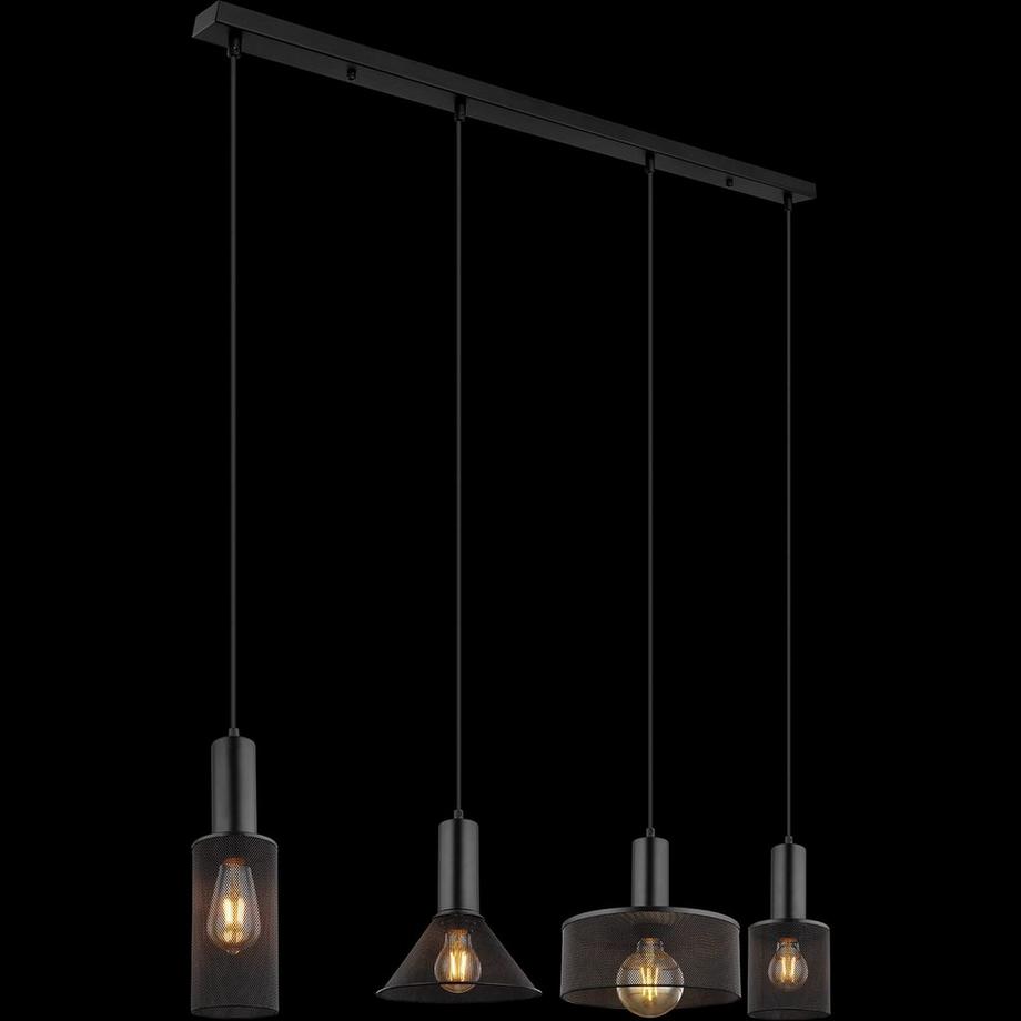 mutoni Lampe à suspension Jedd métal noir mat 4xE27  