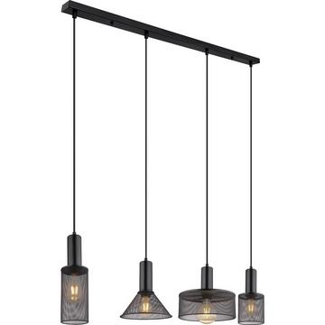Lampe à suspension Jedd métal noir mat 4xE27