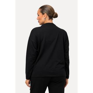 Ulla Popken  Sweat-shirt boxy à col montant et manches longues, lettrage 