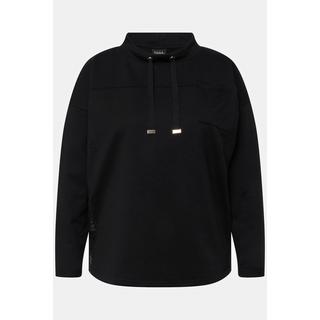 Ulla Popken  Sweat-shirt boxy à col montant et manches longues, lettrage 