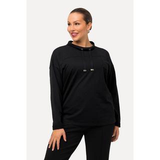 Ulla Popken  Sweat-shirt boxy à col montant et manches longues, lettrage 