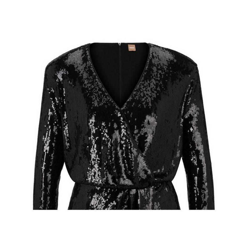 BOSS Epalleta Pailletten Wickelkleid  