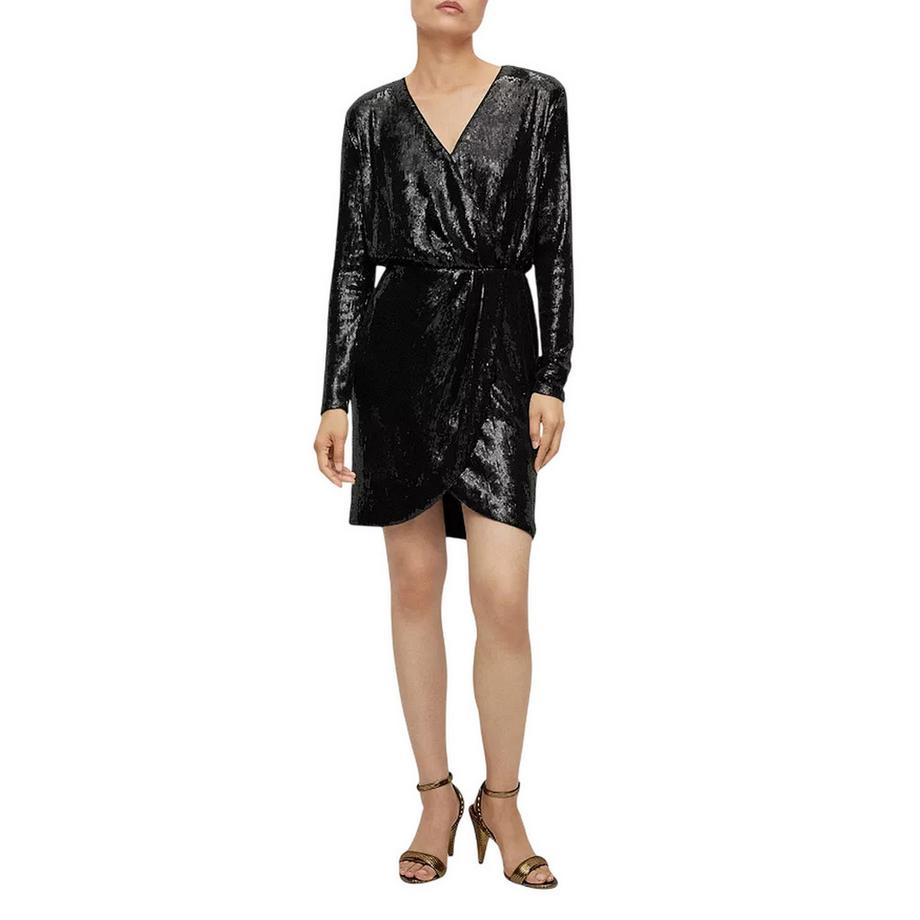 BOSS Epalleta Pailletten Wickelkleid  