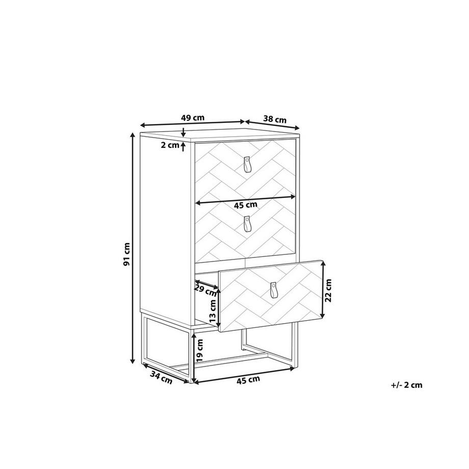 Beliani Cassettiera a 3 cassetti en Fibra a media densità (MDF)  NUEVA  