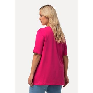 Ulla Popken  T-shirt dal taglio svasato con scollo a girocollo e mezze maniche 