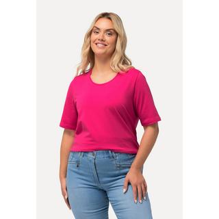 Ulla Popken  T-shirt dal taglio svasato con scollo a girocollo e mezze maniche 