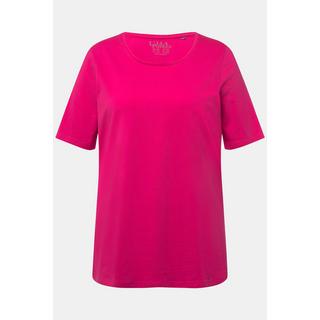 Ulla Popken  T-shirt dal taglio svasato con scollo a girocollo e mezze maniche 