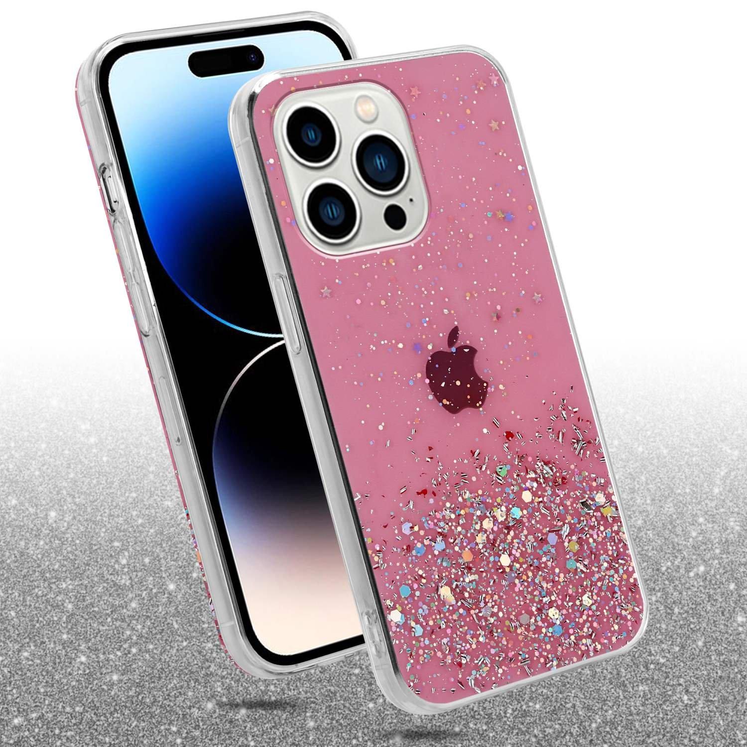 Cadorabo  Housse compatible avec Apple iPhone 14 PRO - Coque de protection en silicone TPU flexible avec paillettes scintillantes 