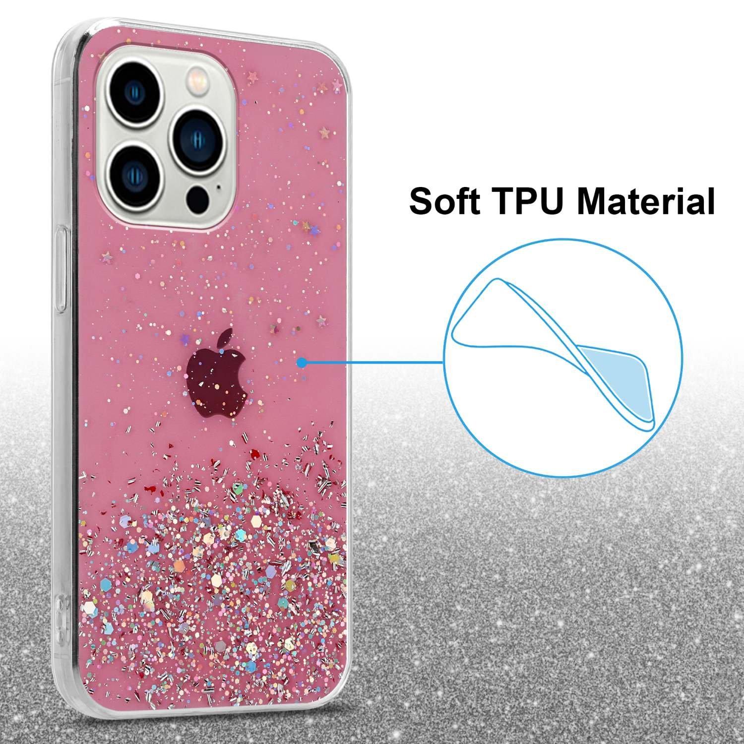 Cadorabo  Hülle für Apple iPhone 14 PRO TPU Silikon mit funkelnden Glitter 